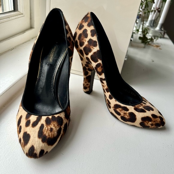 Dolce & Gabbana Pony Hair Leopard Print Heels - Picture 3 of 5